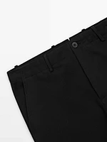 Cotton blend tapered fit trousers