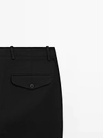 Cotton blend tapered fit trousers