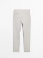 Slim fit micro canvas trousers