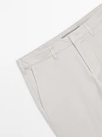 Slim fit micro canvas trousers