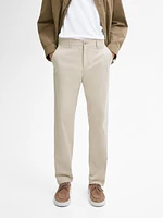 Cotton blend slim fit trousers