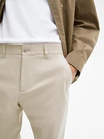 Cotton blend slim fit trousers