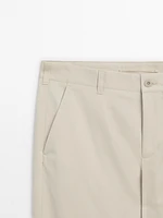 Cotton blend slim fit trousers