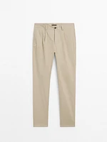 Cotton blend stretch twill trousers