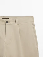 Cotton blend stretch twill trousers