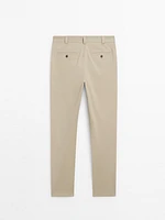 Cotton blend stretch twill trousers