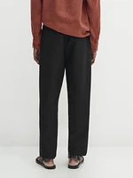 Cotton blend relaxed fit trousers