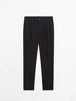 Cotton blend relaxed fit trousers