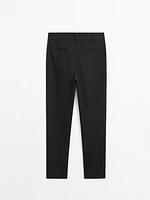 Cotton blend relaxed fit trousers