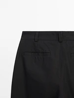 Cotton blend relaxed fit trousers