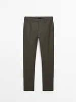 100% cotton tapered fit trousers