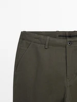 100% cotton tapered fit trousers