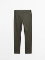 100% cotton tapered fit trousers