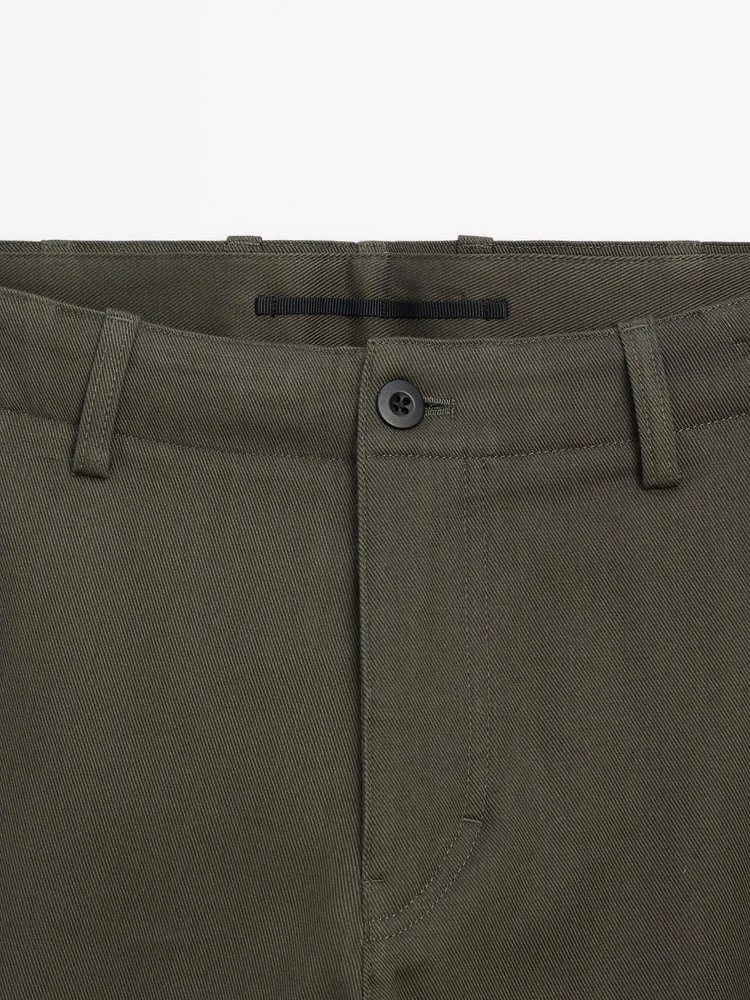 100% cotton tapered fit trousers