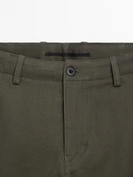 100% cotton tapered fit trousers