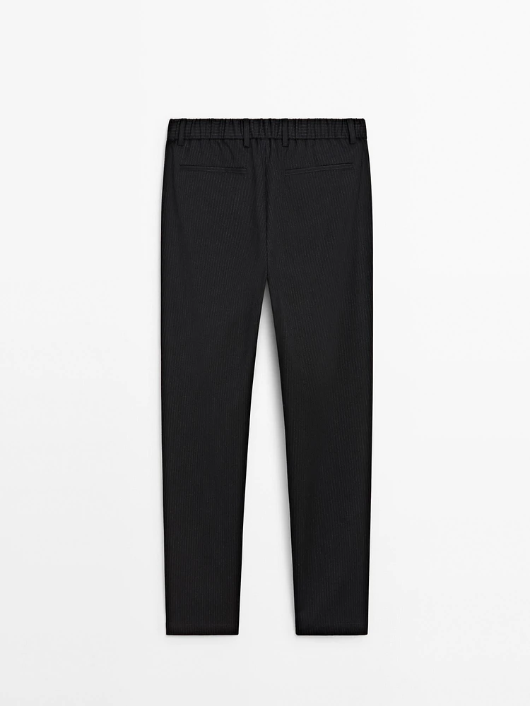 Pinstripe jogger fit trousers