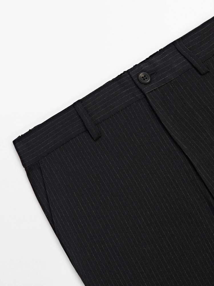 Pinstripe jogger fit trousers