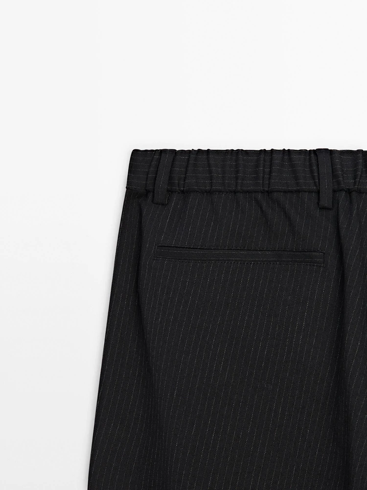 Pinstripe jogger fit trousers