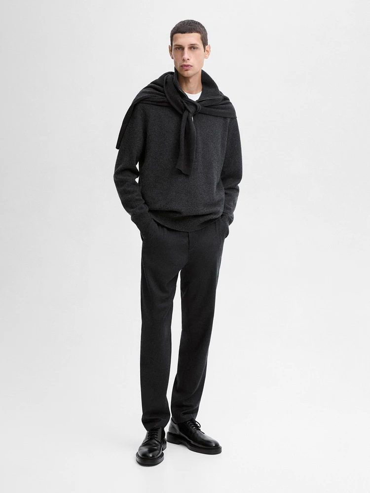 Straight-leg wool blend trousers