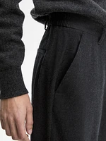 Straight-leg wool blend trousers