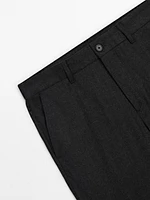 Straight-leg wool blend trousers