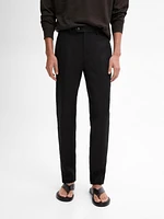 Tapered fit linen trousers