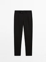 Tapered fit linen trousers