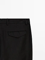 Tapered fit linen trousers