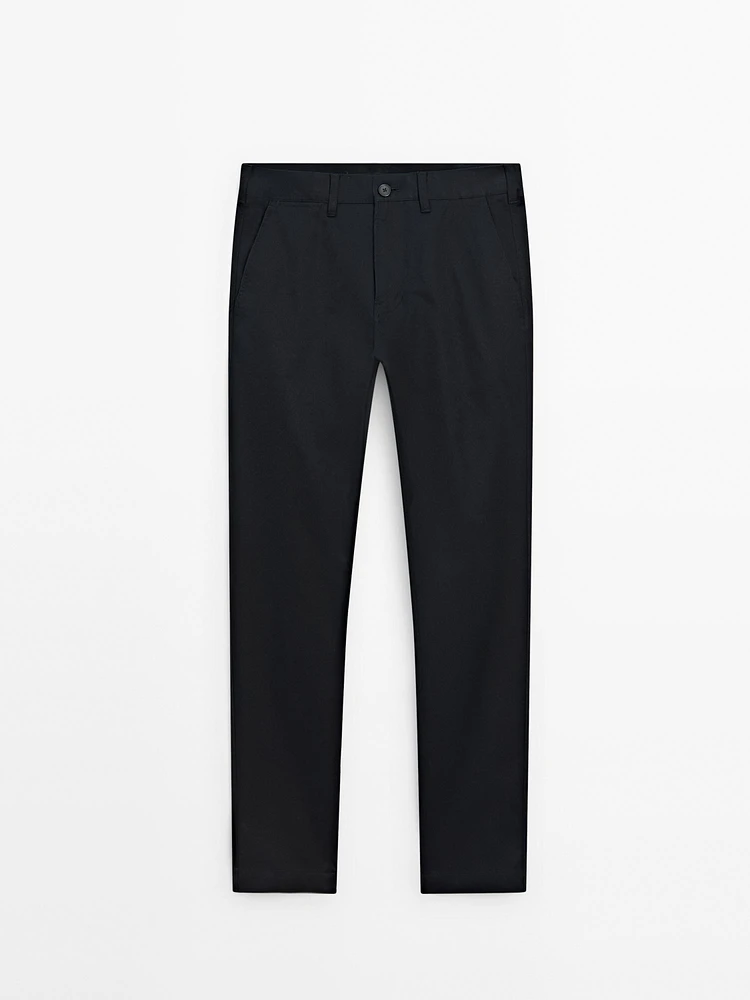 Tapered fit twill trousers