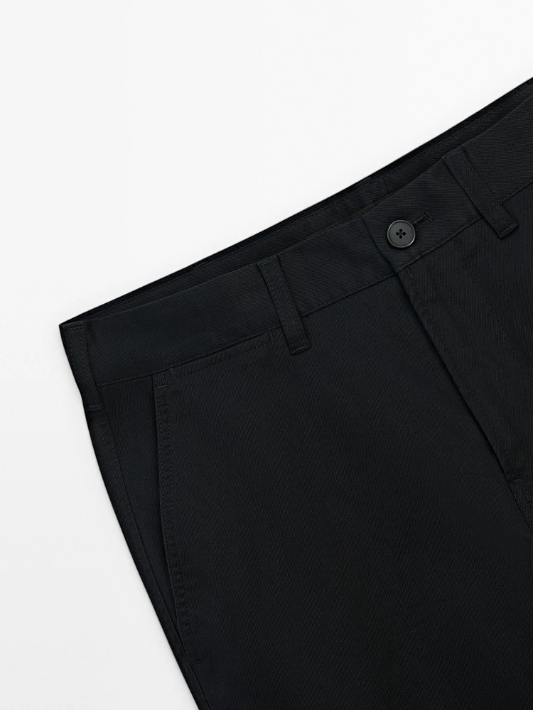 Tapered fit twill trousers