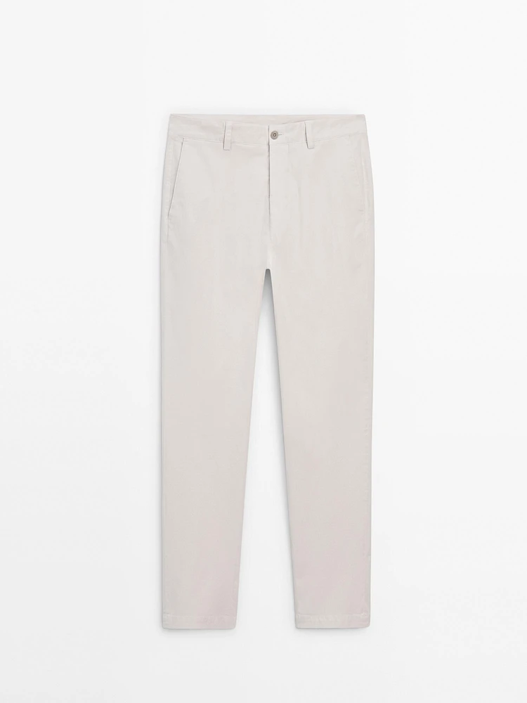 Slim fit twill trousers