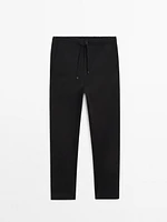 Cotton blend jogger fit trousers