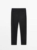 Cotton blend jogger fit trousers