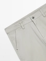 Cotton blend tapered fit trousers