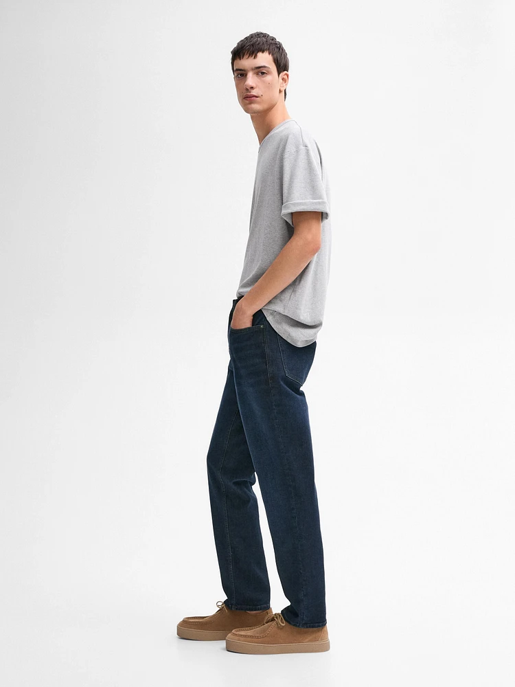 Tapered fit enzymatic jeans