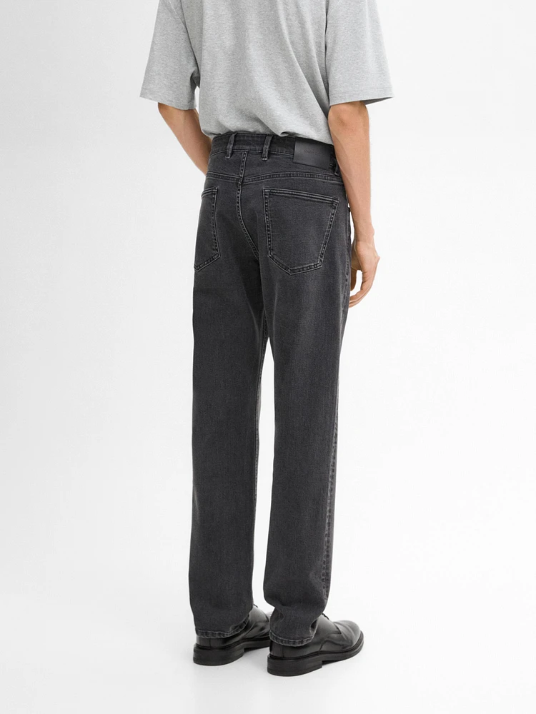 Slim fit denim-effect trousers