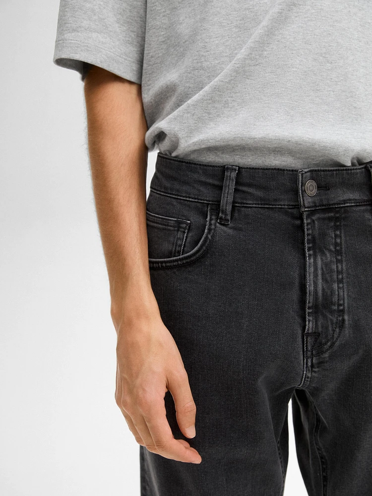 Slim fit denim-effect trousers