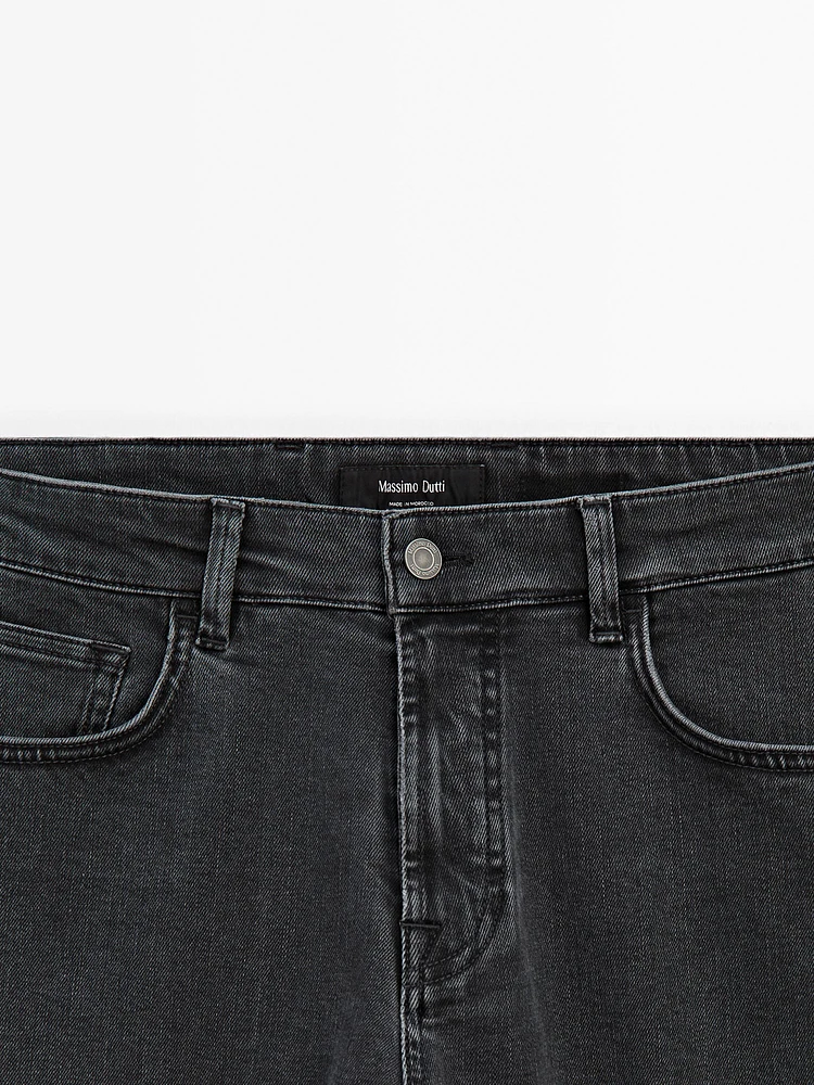 Slim fit denim-effect trousers