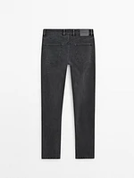 Slim fit denim-effect trousers