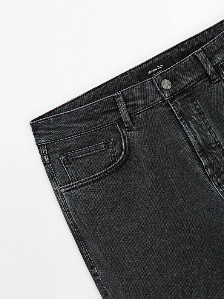 Slim fit denim-effect trousers