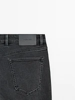 Slim fit denim-effect trousers