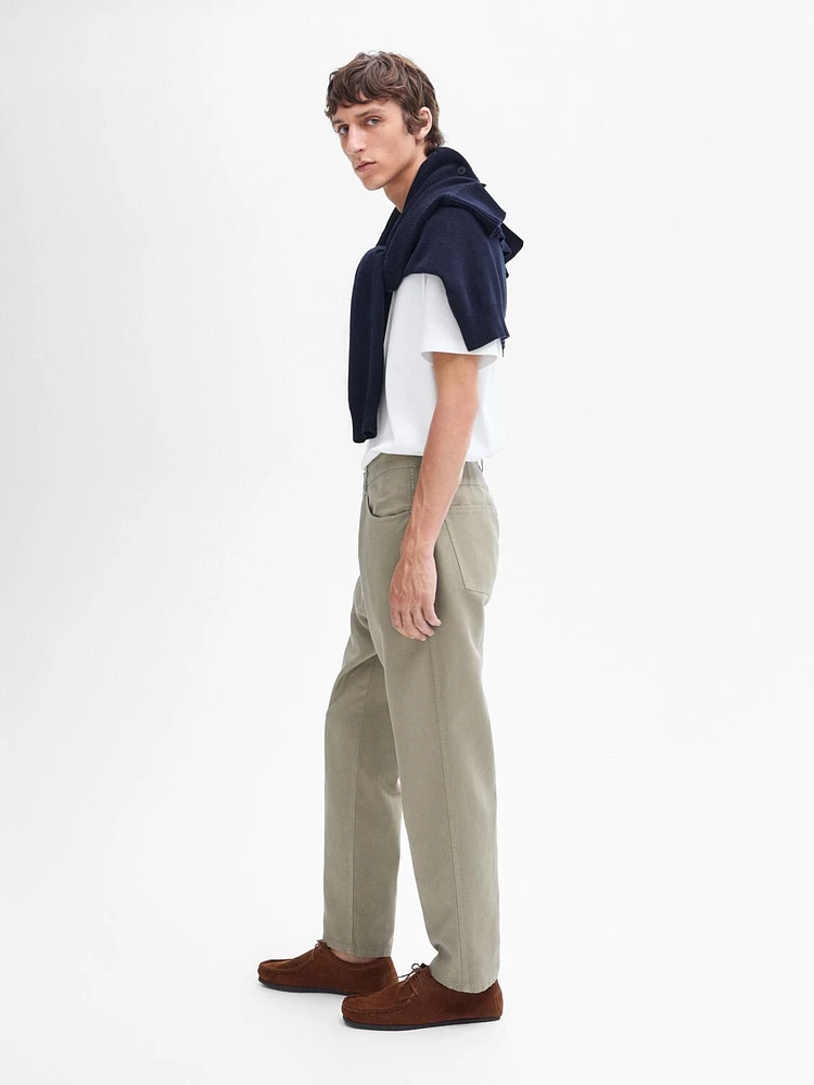 Tapered-fit denim trousers