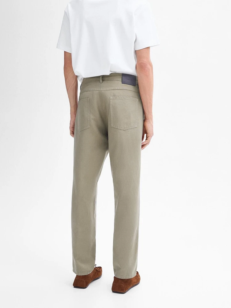 Tapered-fit denim trousers