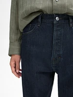 Cotton blend tapered fit jeans