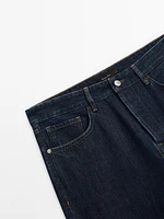 Cotton blend tapered fit jeans