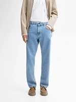 Relaxed fit cotton blend jeans