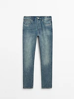 Tapered fit stonewash selvedge jeans