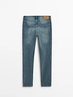 Tapered fit stonewash selvedge jeans