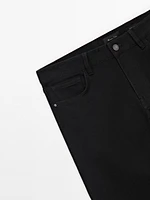 Slim fit brushed cotton blend jeans