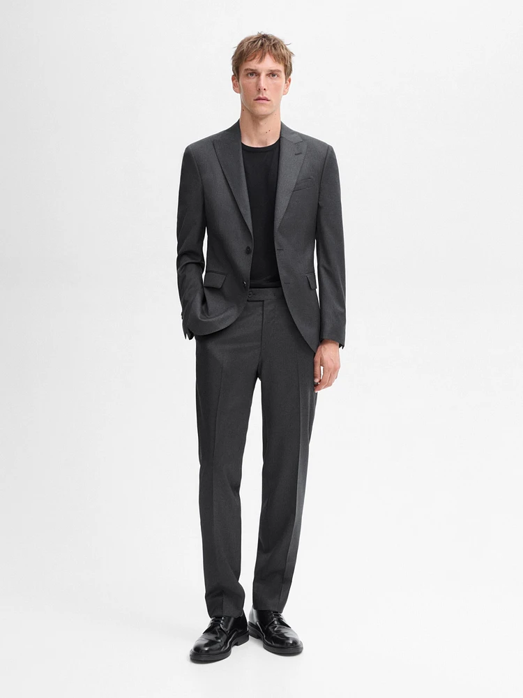 Plain wool suit trousers